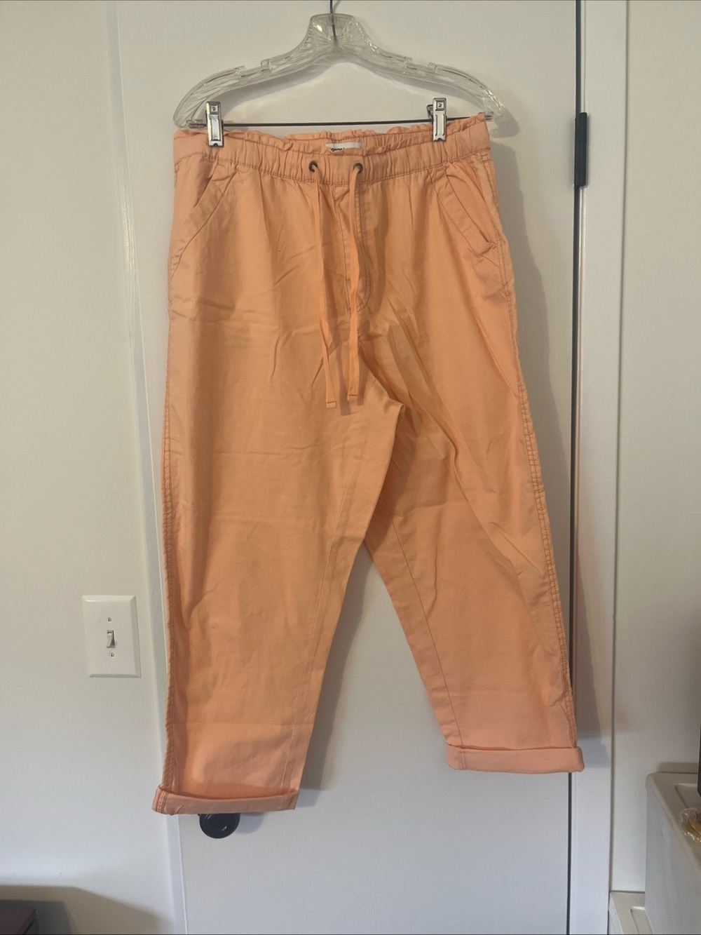Sonoma Women’s Peach Pink Mid Rise Capri Jogger Pants Size L New